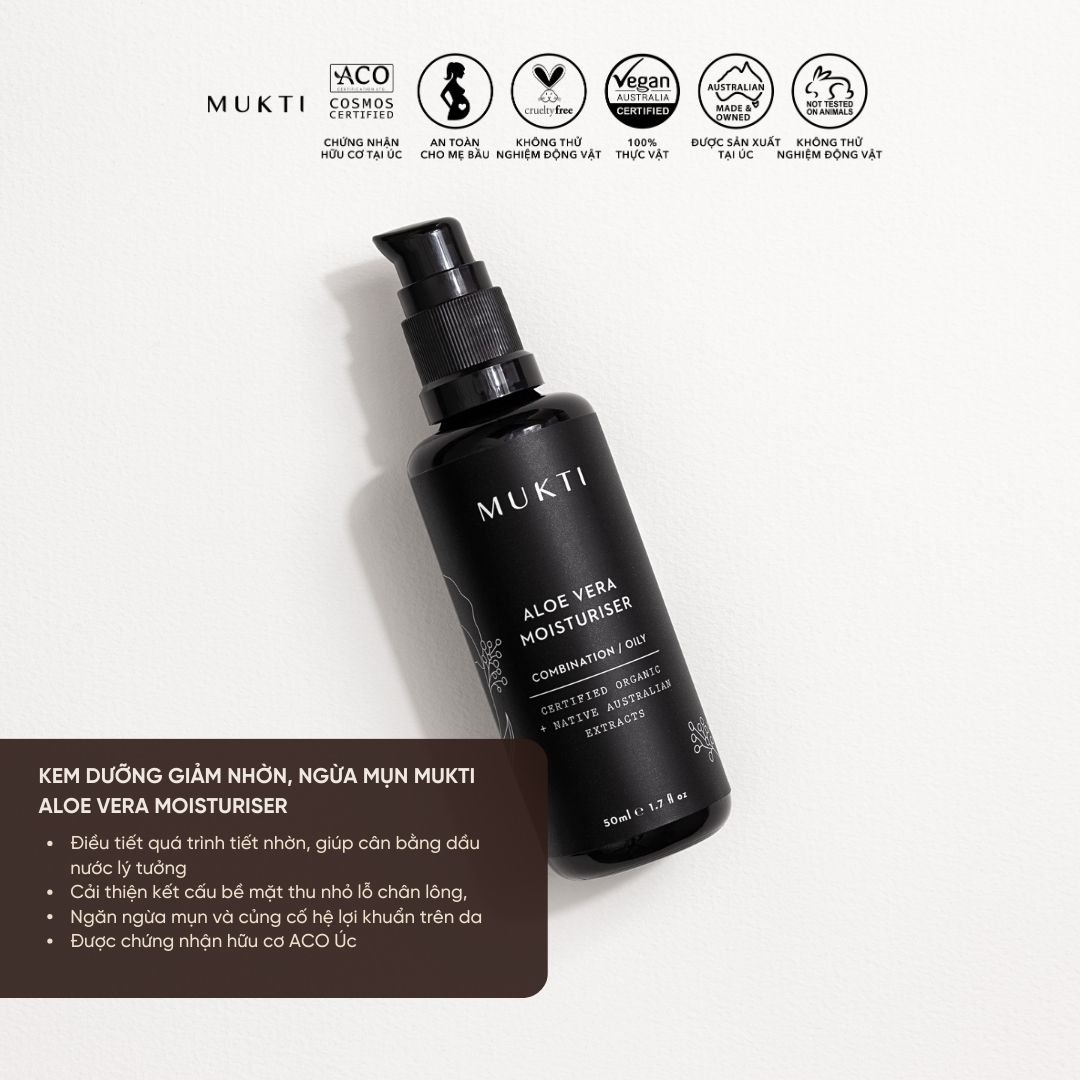 Kem Dưỡng Cân Bằng Ẩm Kiểm Soát Dầu Mukti Aloe Vera Moisturiser 50Ml