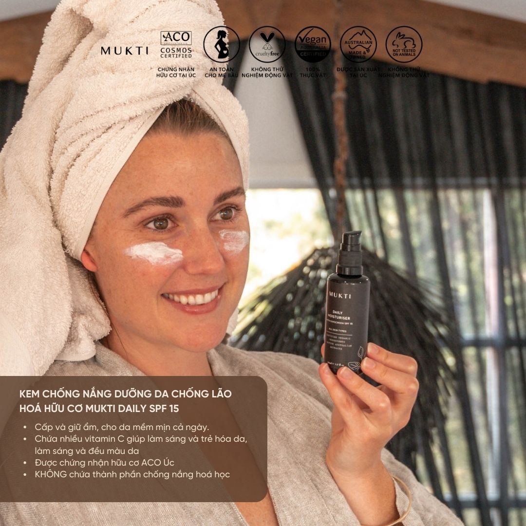 Kem Chống Nắng Dưỡng Da Chống Lão Hoá Mukti Daily Moisturiser With Sunscreen SPF 15 50Ml