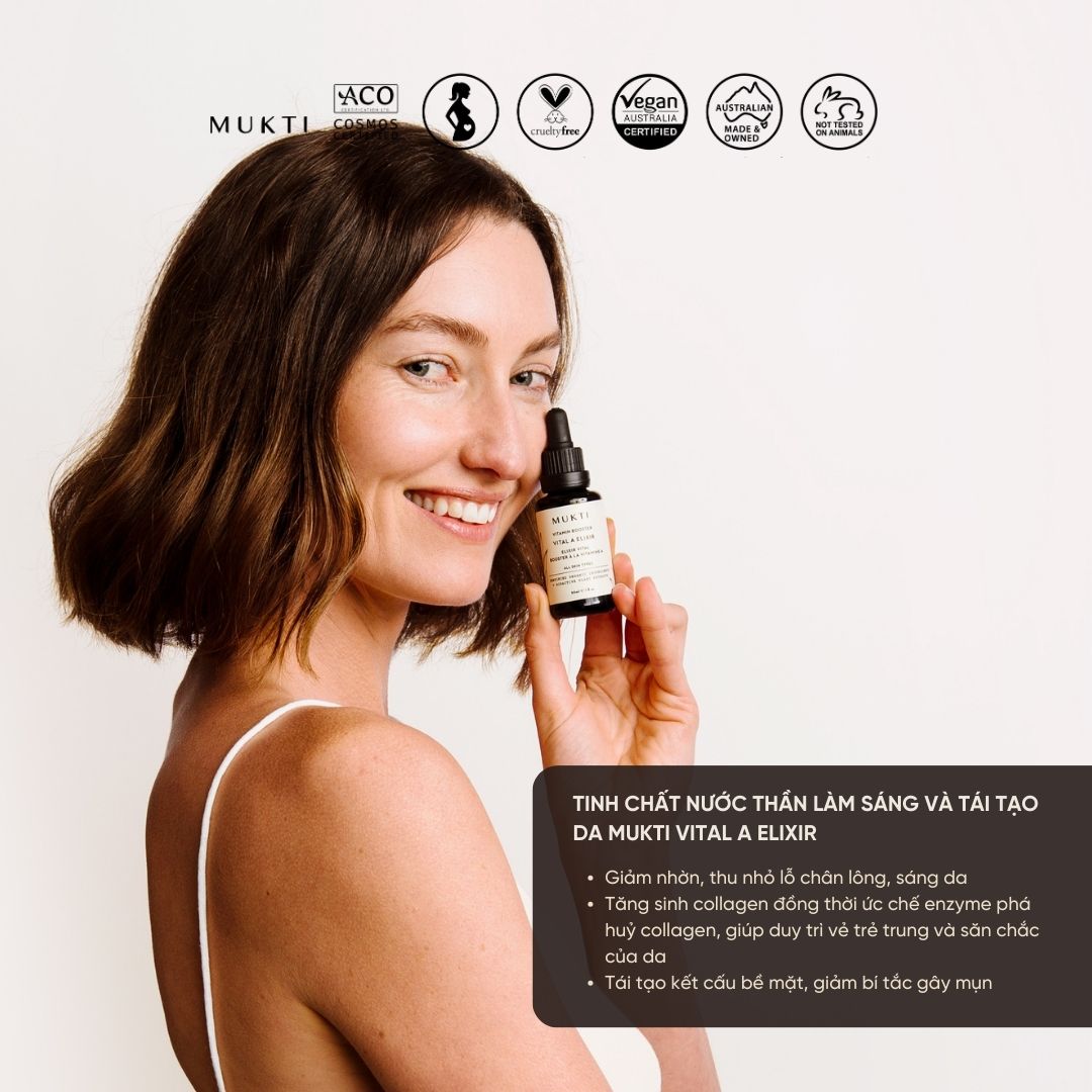 Tinh Chất Nước Thần Tăng Cường Vitamin A Làm Sáng Và Tái Tạo Da Mukti Vital A Elixir 30Ml