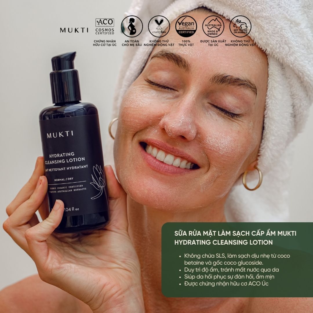 Sữa Rửa Mặt Làm Sạch Cấp Ẩm Mukti Hydrating Cleansing Lotion 200Ml