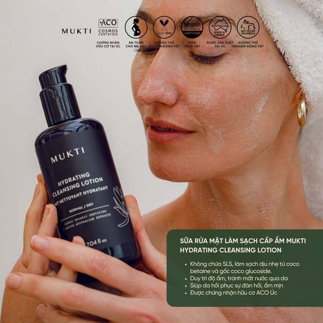 Sữa Rửa Mặt Làm Sạch Cấp Ẩm Mukti Hydrating Cleansing Lotion 200Ml
