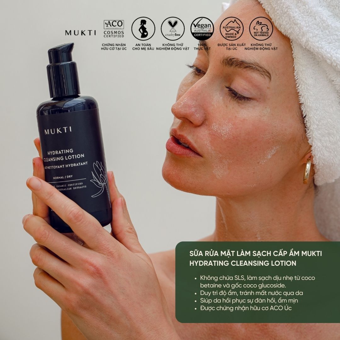 Sữa Rửa Mặt Làm Sạch Cấp Ẩm Mukti Hydrating Cleansing Lotion 200Ml