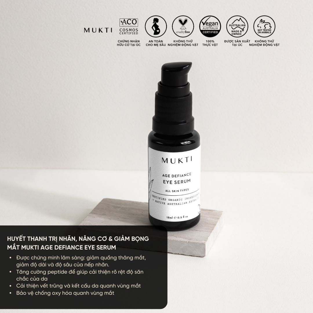 Huyết Thanh Trị Nhăn, Nâng Cơ, Giảm Bọng Mắt Mukti Age Defiance Eye Serum 15Ml