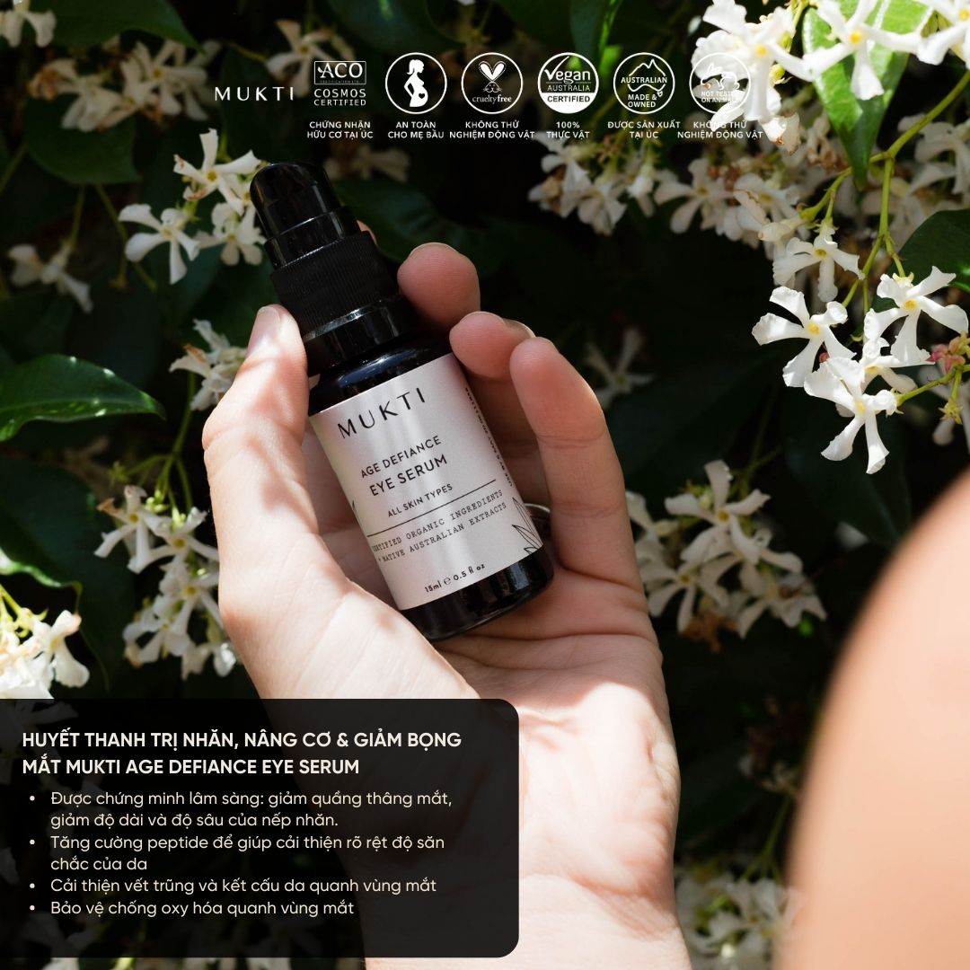 Huyết Thanh Trị Nhăn, Nâng Cơ, Giảm Bọng Mắt Mukti Age Defiance Eye Serum 15Ml