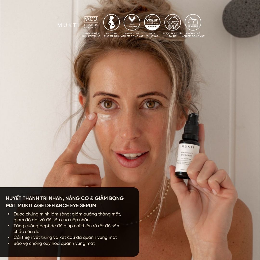 Huyết Thanh Trị Nhăn, Nâng Cơ, Giảm Bọng Mắt Mukti Age Defiance Eye Serum 15Ml
