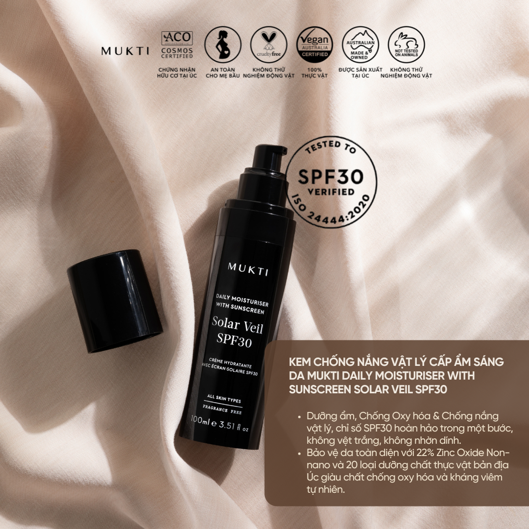 Kem Chống Nắng Vật Lý Cấp Ẩm Sáng Da Daily Moisturiser with Sunscreen Solar Veil SPF30 100Ml