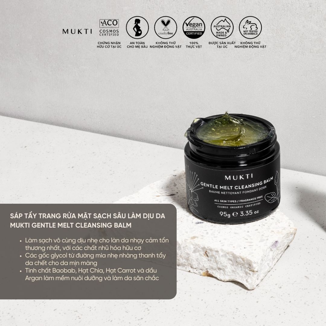 Sáp Rửa Mặt Sạch Sâu Làm Dịu Da Mukti Gentle Melt Cleansing Balm
