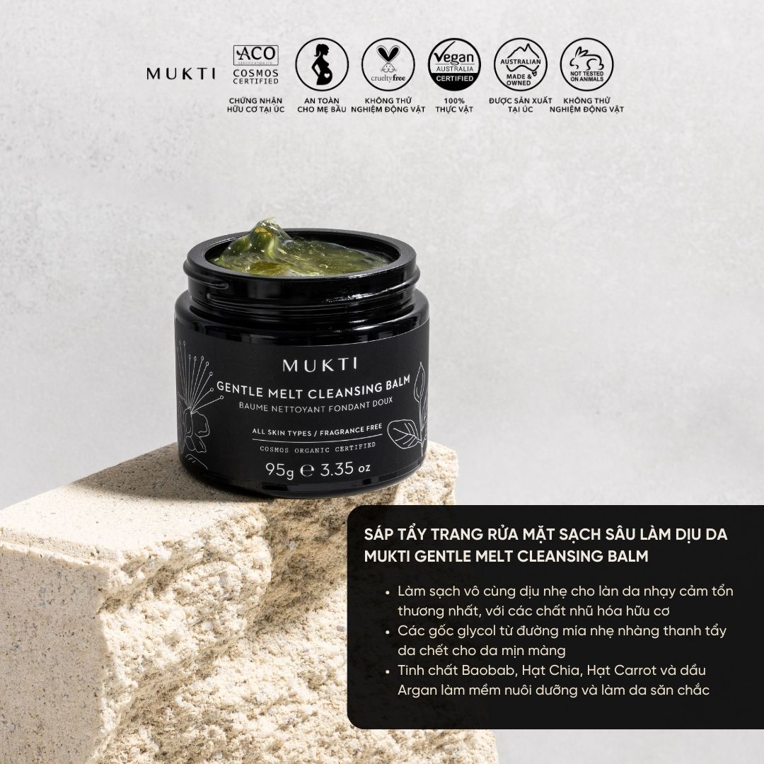 Sáp Rửa Mặt Sạch Sâu Làm Dịu Da Mukti Gentle Melt Cleansing Balm