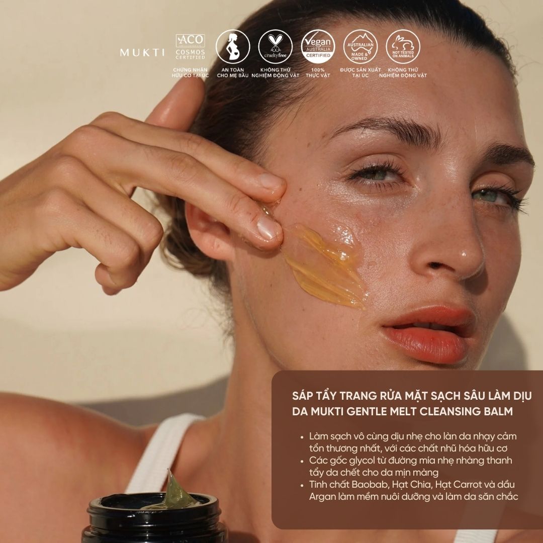Sáp Rửa Mặt Sạch Sâu Làm Dịu Da Mukti Gentle Melt Cleansing Balm