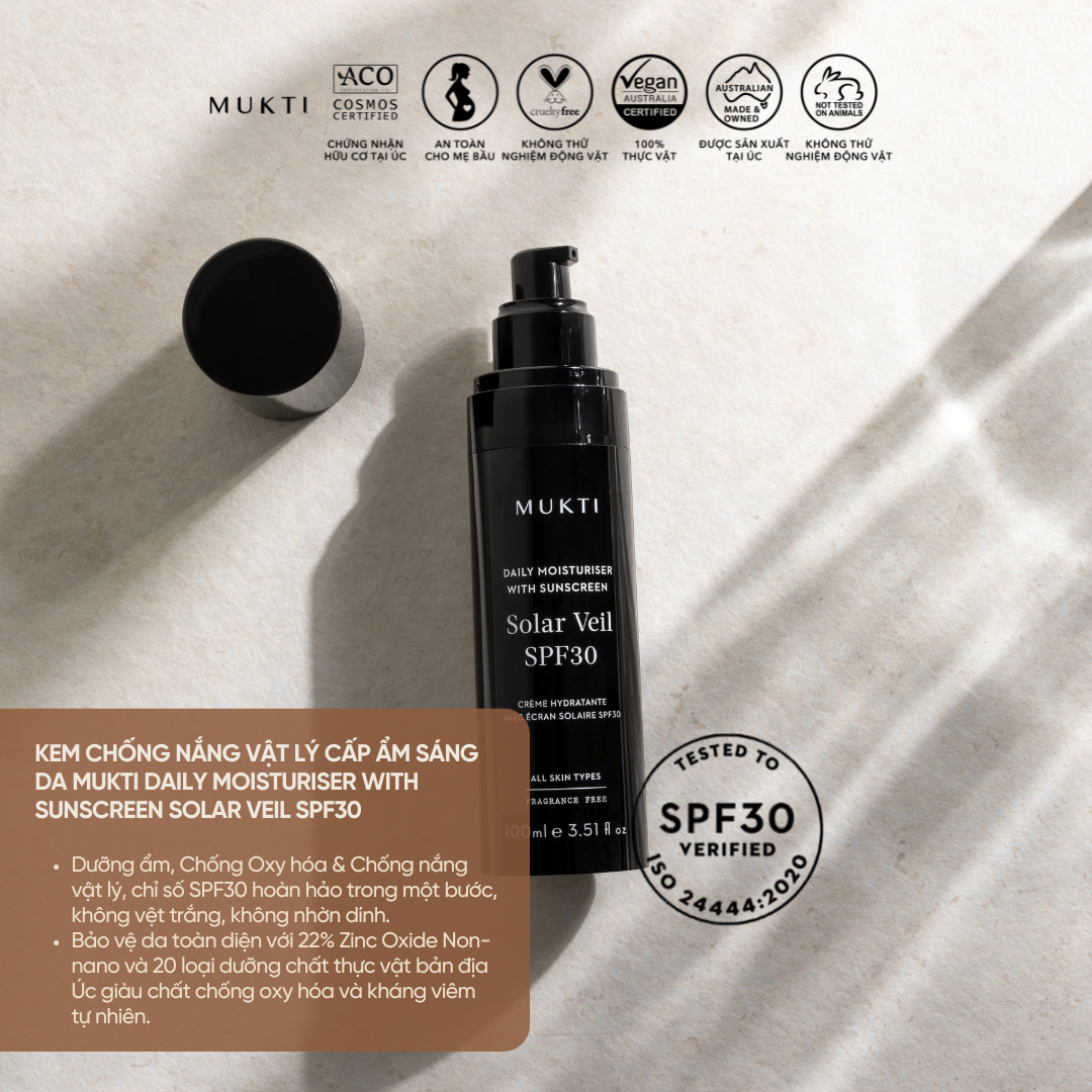 Kem Chống Nắng Vật Lý Cấp Ẩm Sáng Da Daily Moisturiser with Sunscreen Solar Veil SPF30 100Ml