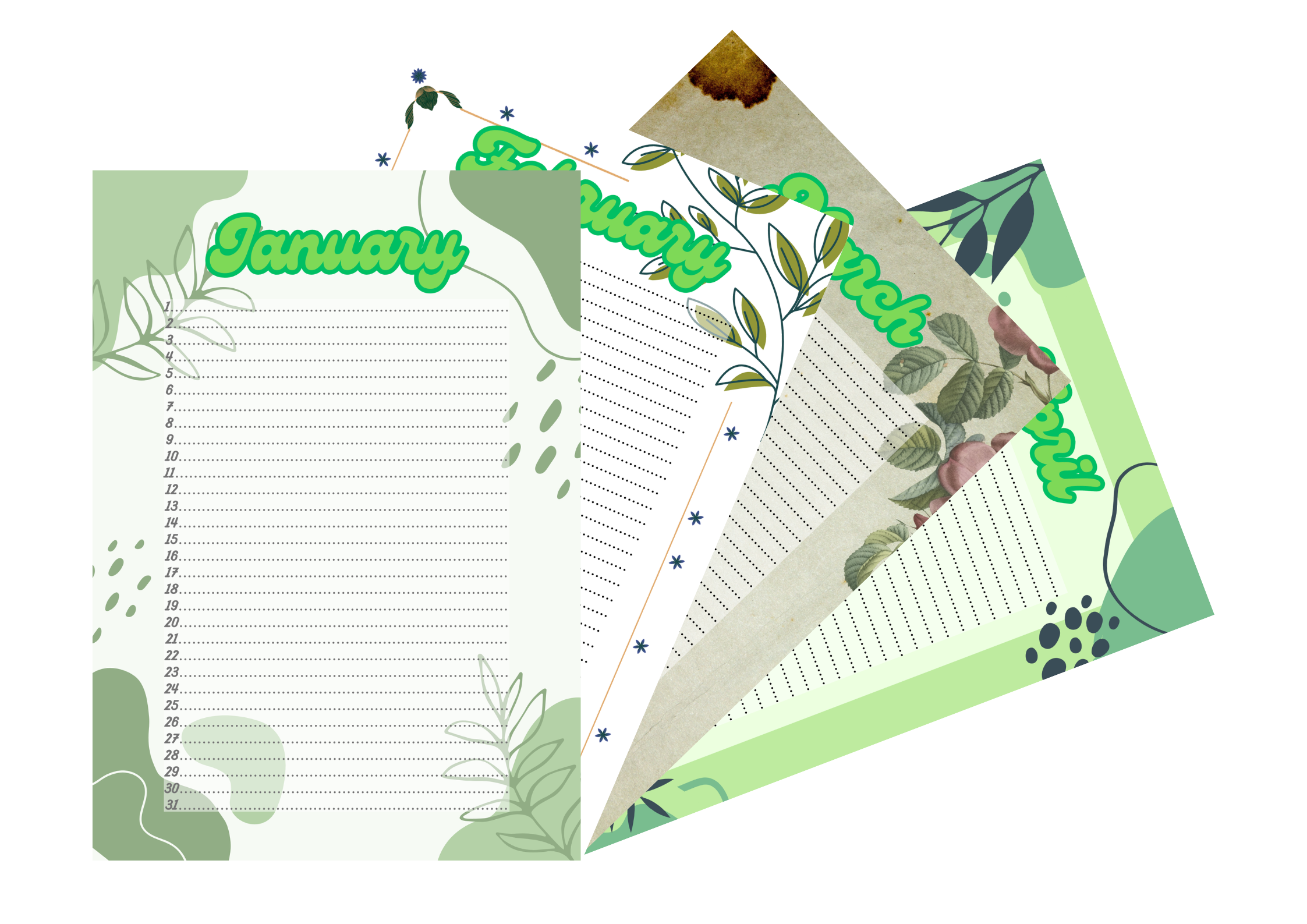 Birthday Calendar Green