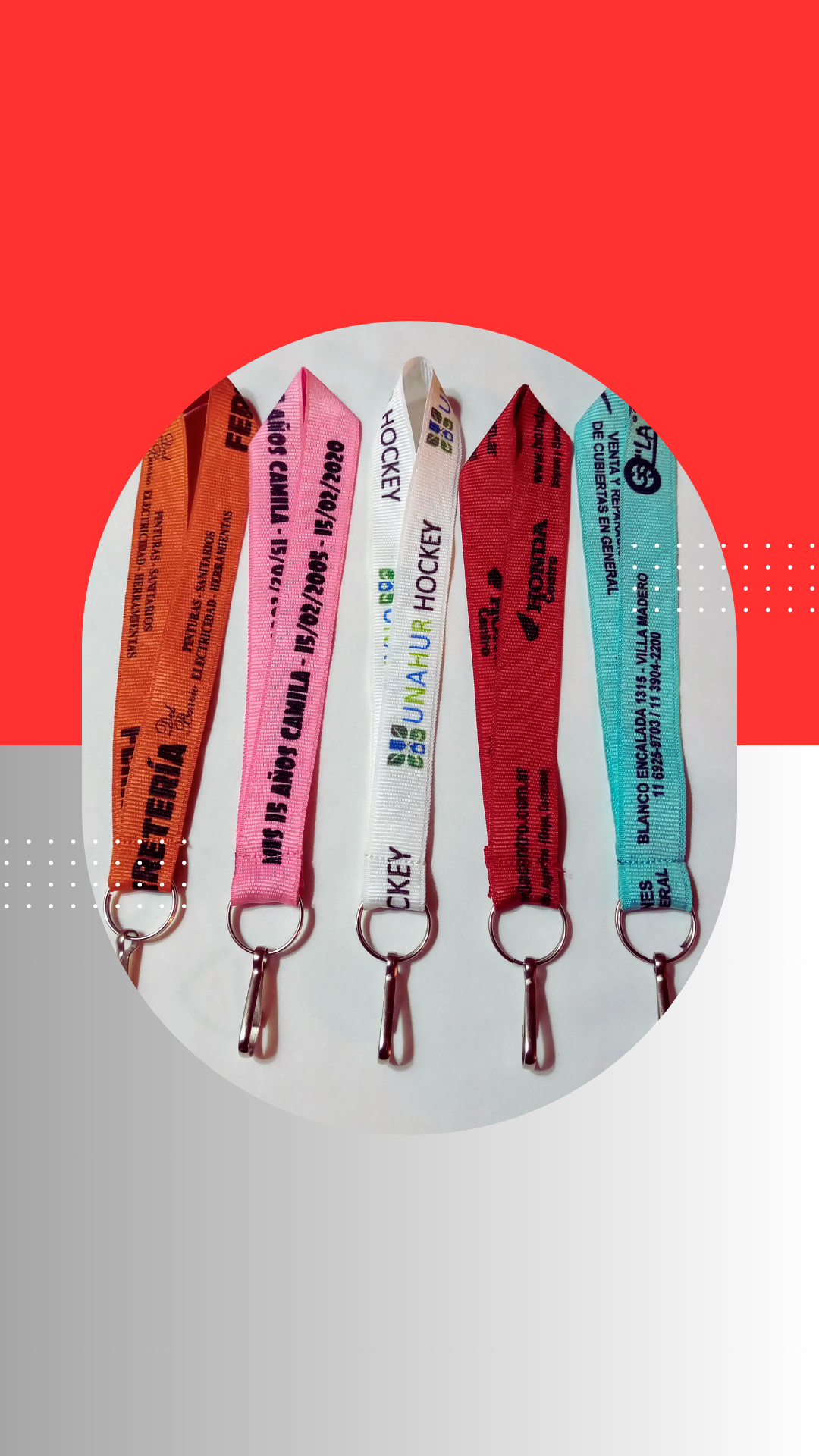 Cintas cortas - Lanyards Algodón y Poliester