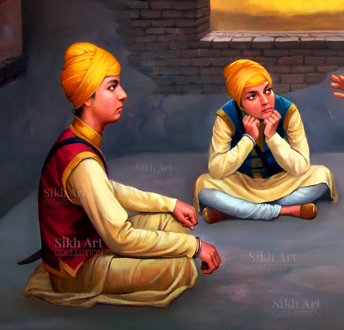 Chhote Sahibzade with Mata Gujri ji in Thanda Burj