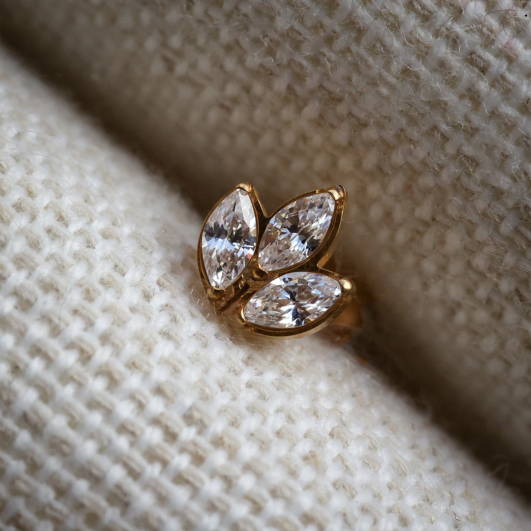 'Ruby' peircing goud