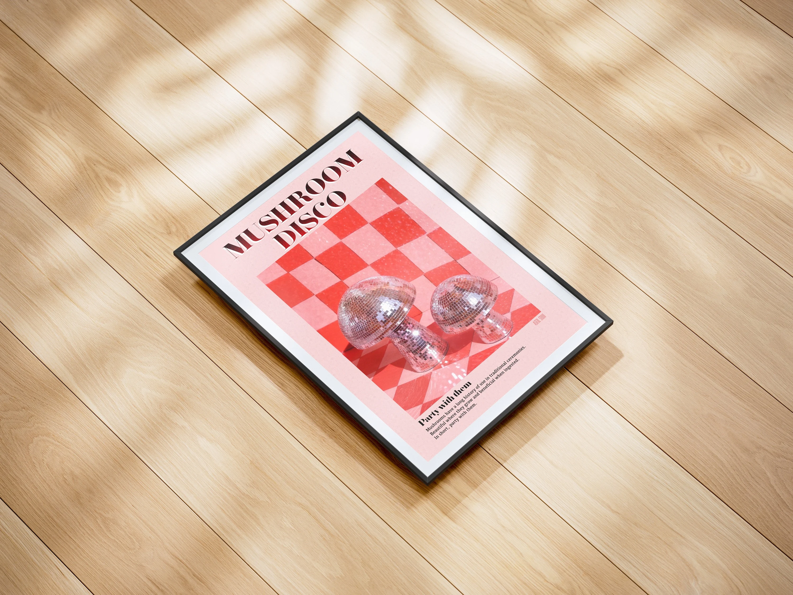 "Mushroom Disco" Póster Retro.