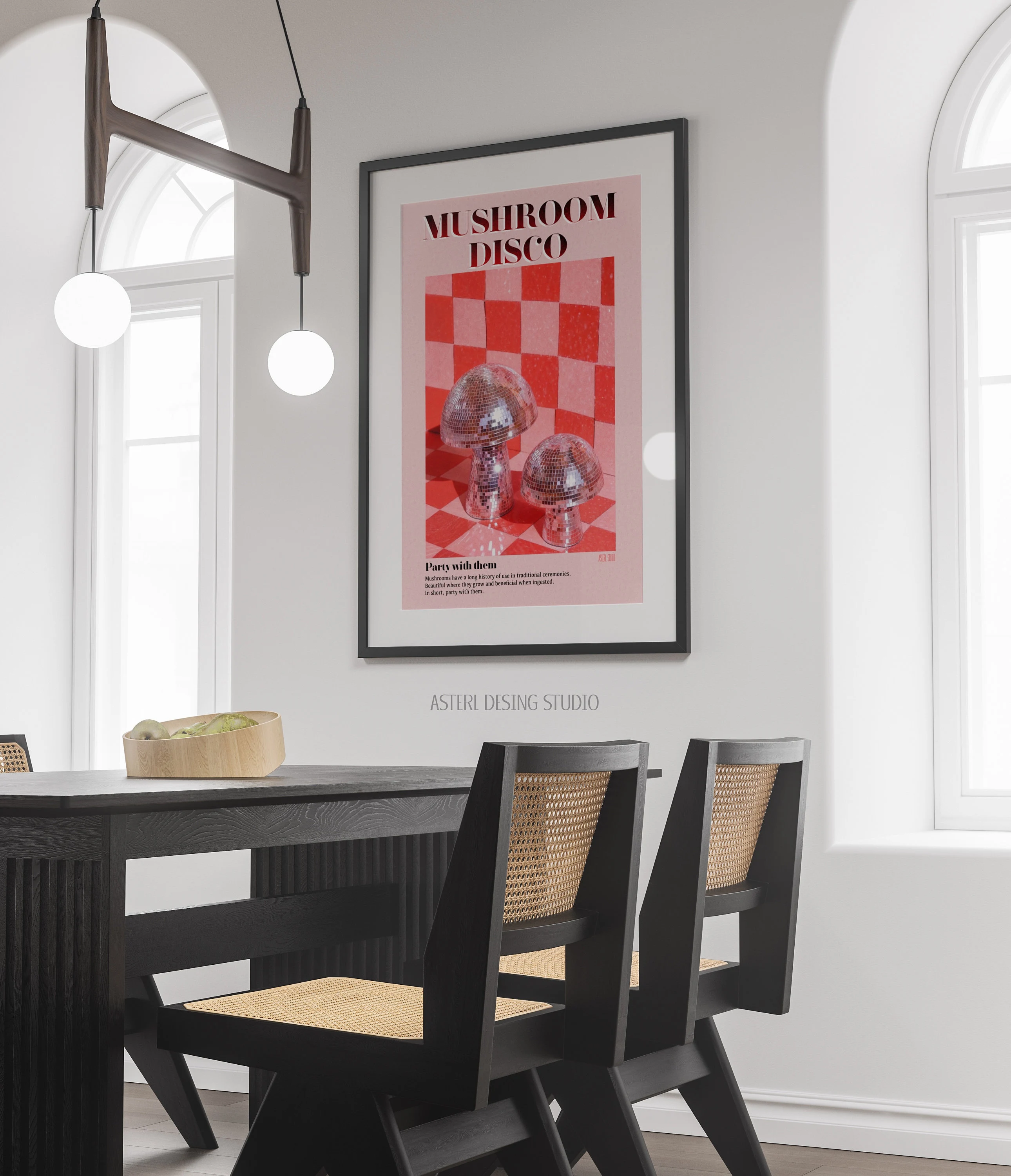 "Mushroom Disco" Póster Retro.