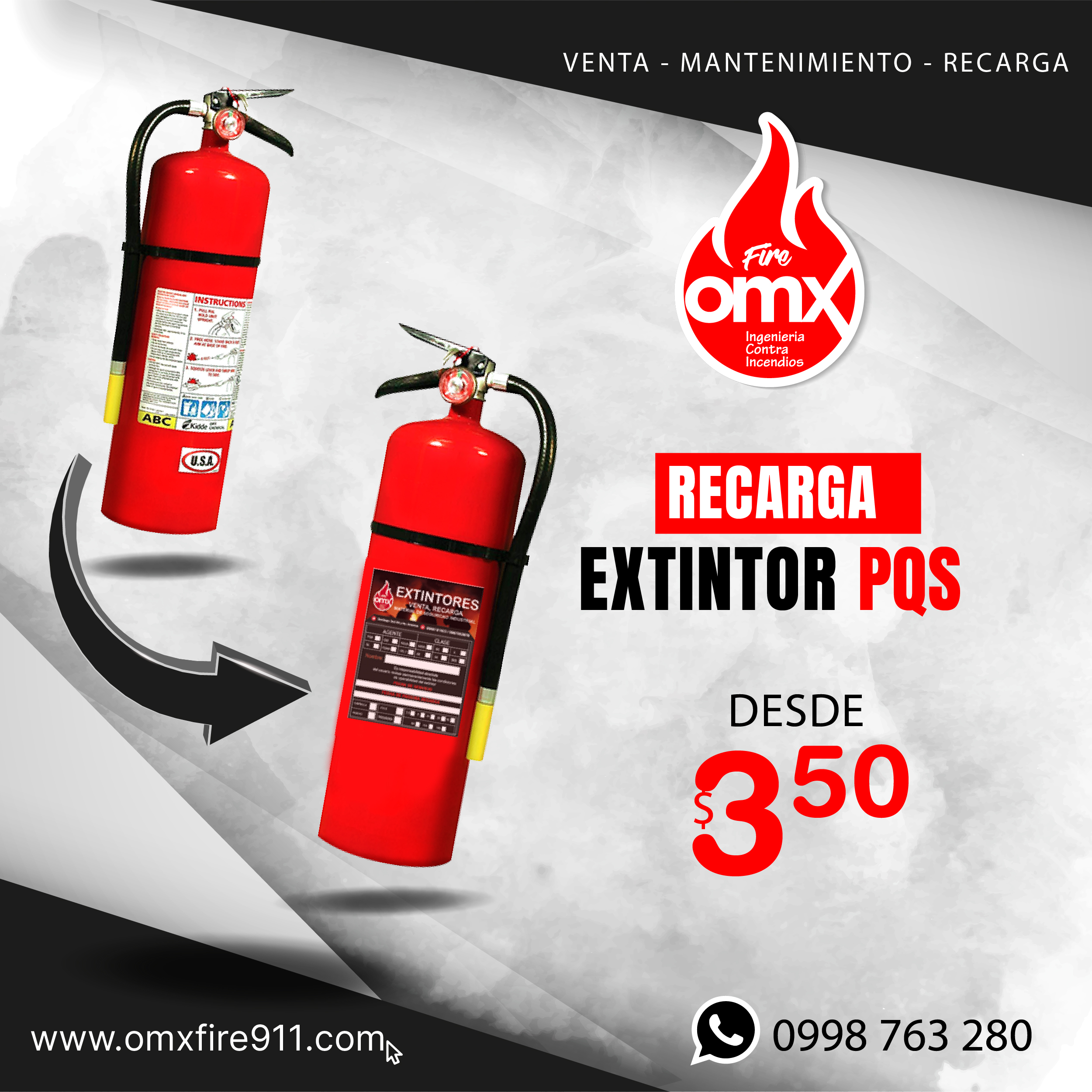 Recarga de Todo Tipo de Extintores PQS, Co2, Agua, Espuma