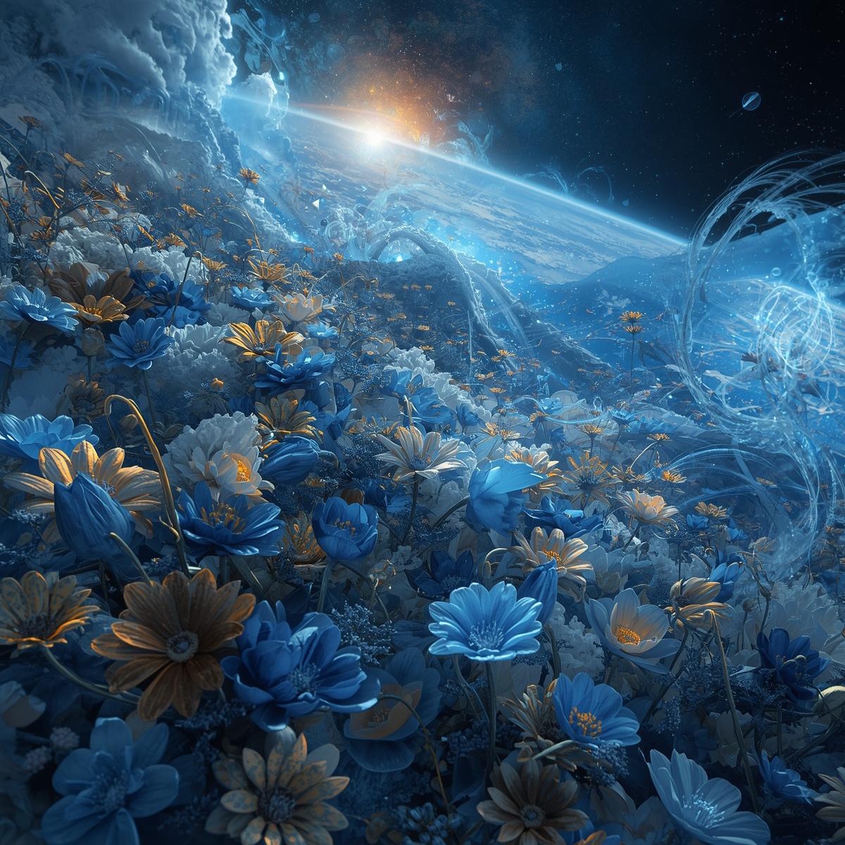 Celestial Flower Field Digital Art