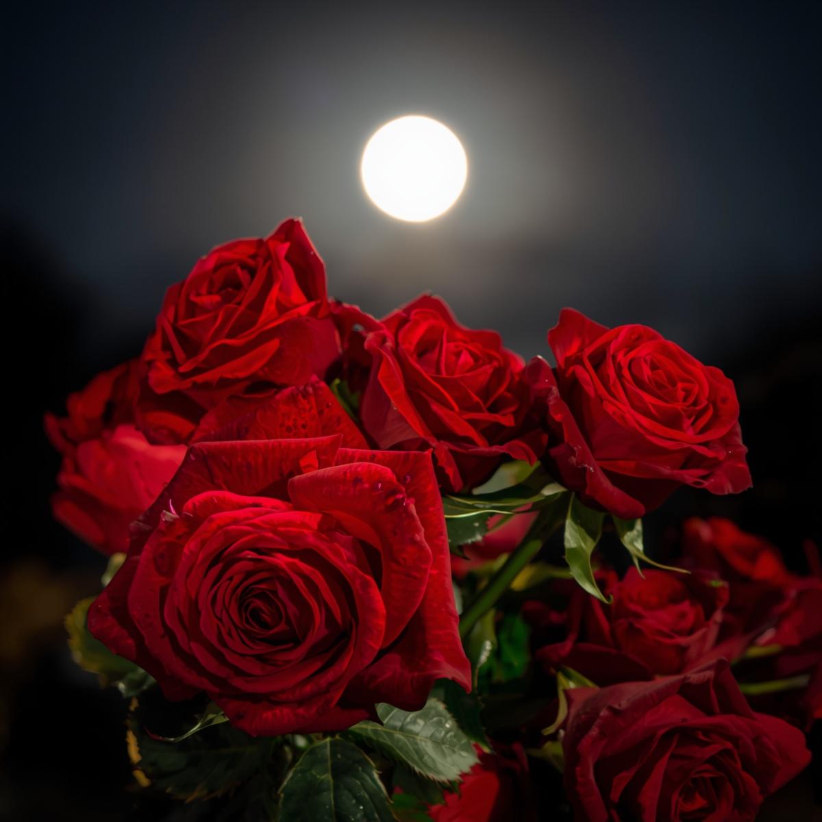 Moonlit Roses Digital Art