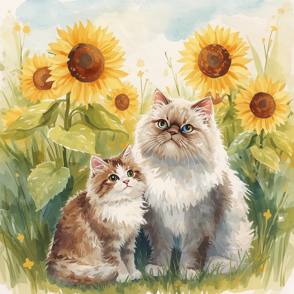 Sunflower Cat Digital Art