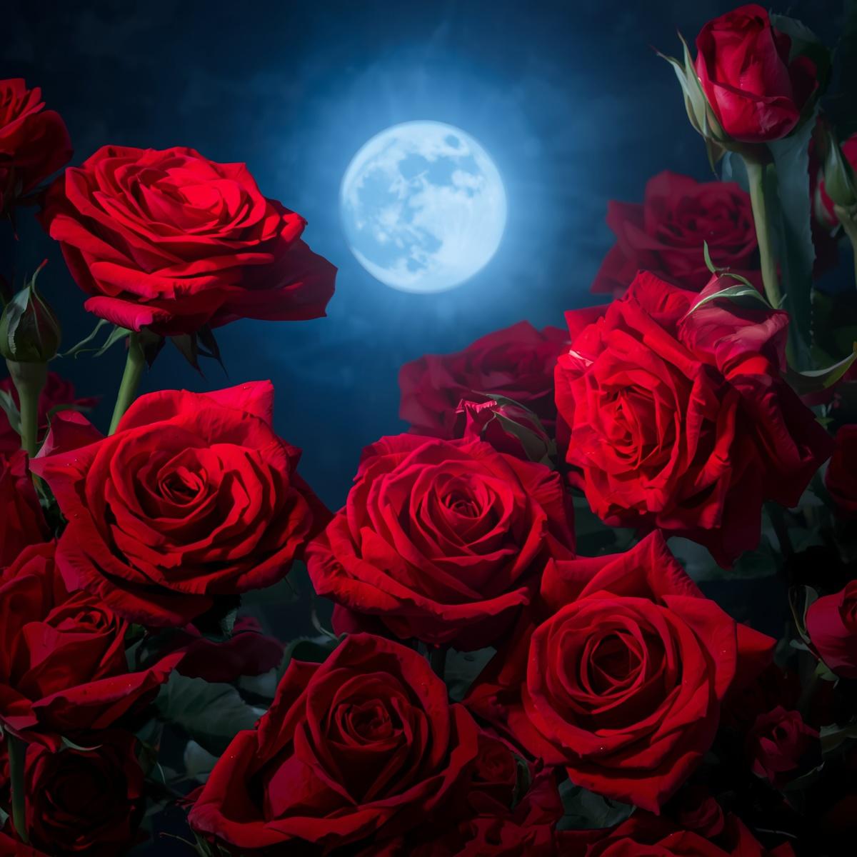Moonlit Roses Digital Art