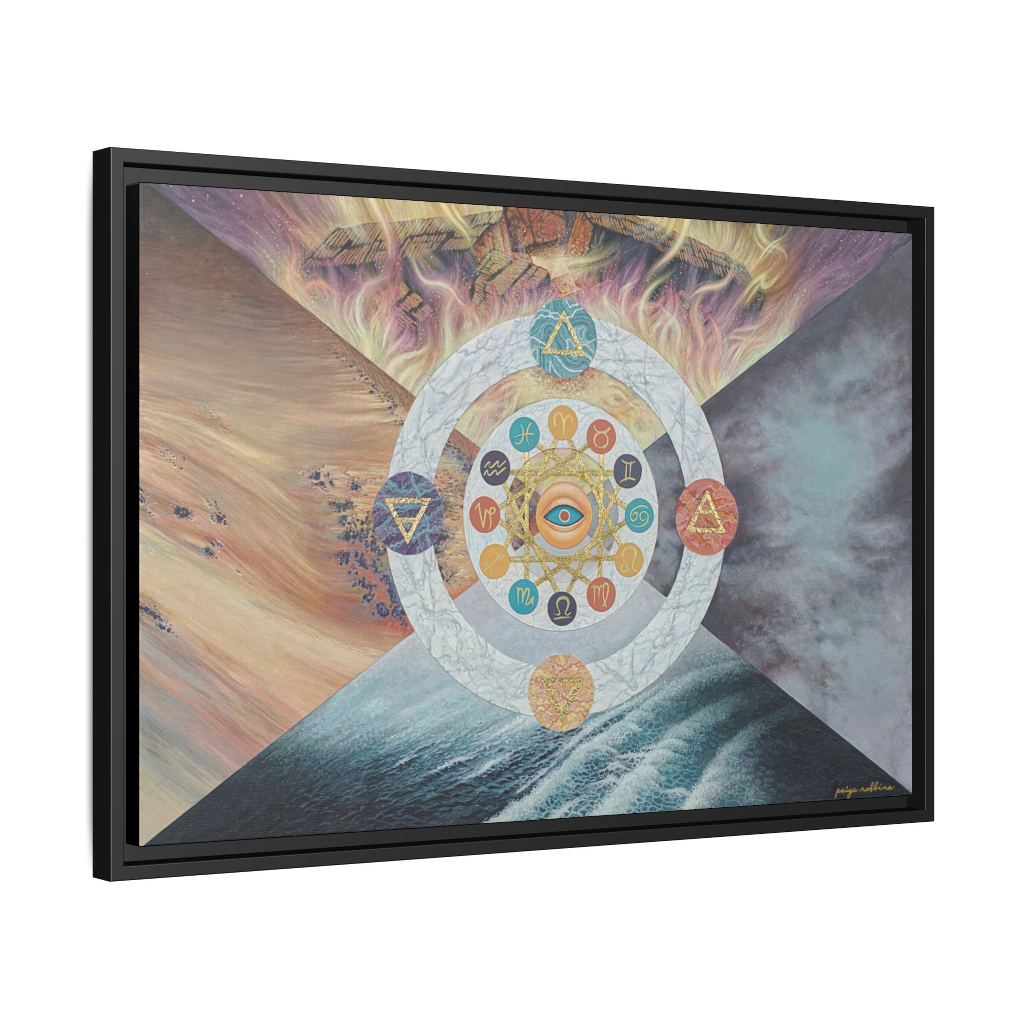 Elemental Zodiac Wall Art - Black Framed Printed Canvas 
