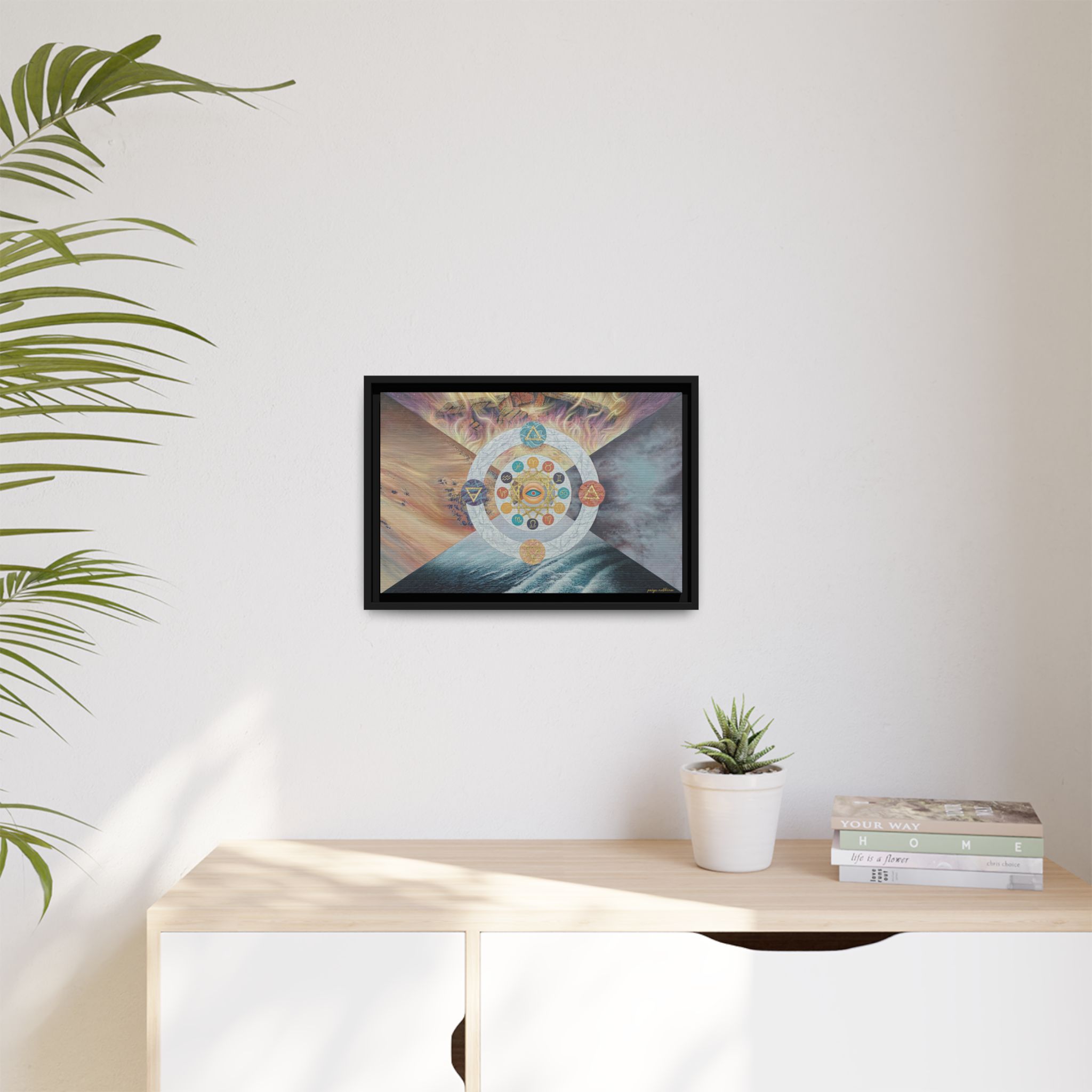 Elemental Zodiac Wall Art - Black Framed Printed Canvas 