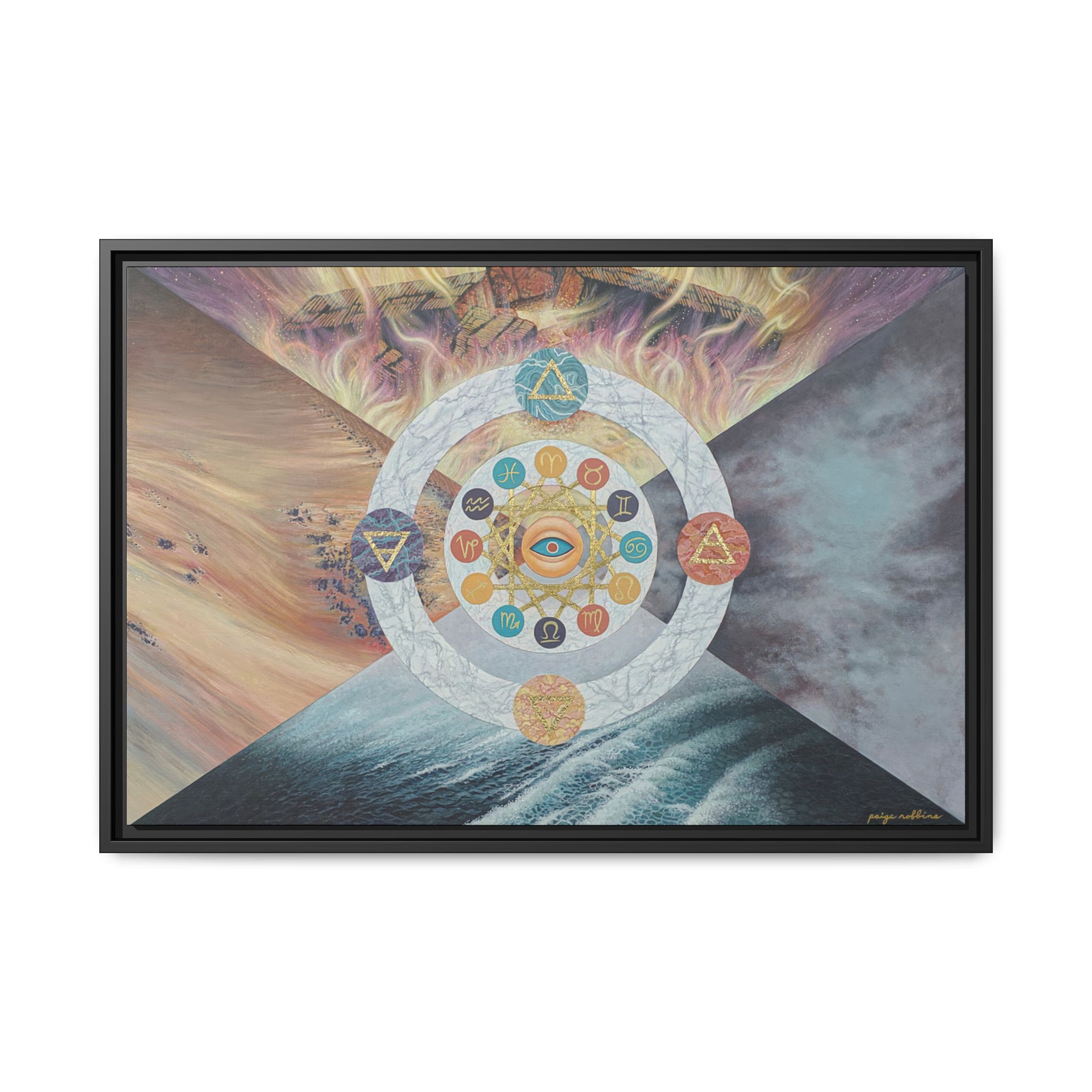 Elemental Zodiac Wall Art - Black Framed Printed Canvas 