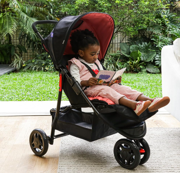 Carrinho Toffy Cosco Kids Rosa Noite - 3 Rodas, Leve e Moderno | 3 Posições de Recline, Até 15kg, INMETRO