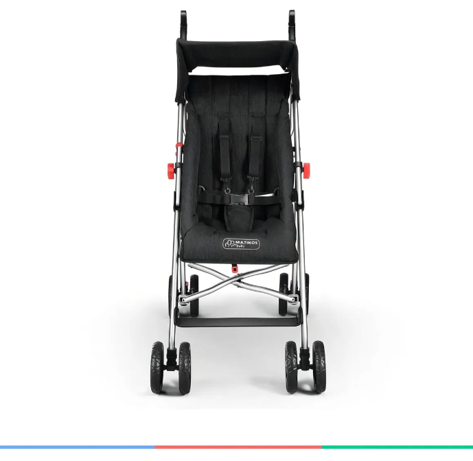 Carrinho Guarda-Chuva Pocket Multikids Baby Preto - Leve e Compacto | 100% Reclinável, Rodas Duplas, Até 15kg, INMETRO