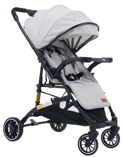 Carrinho YouGo Maxi Baby Cinza - Alça Reversível, Tipo Berço | Suspensão, Até 15kg, 0-3 Anos, INMETRO