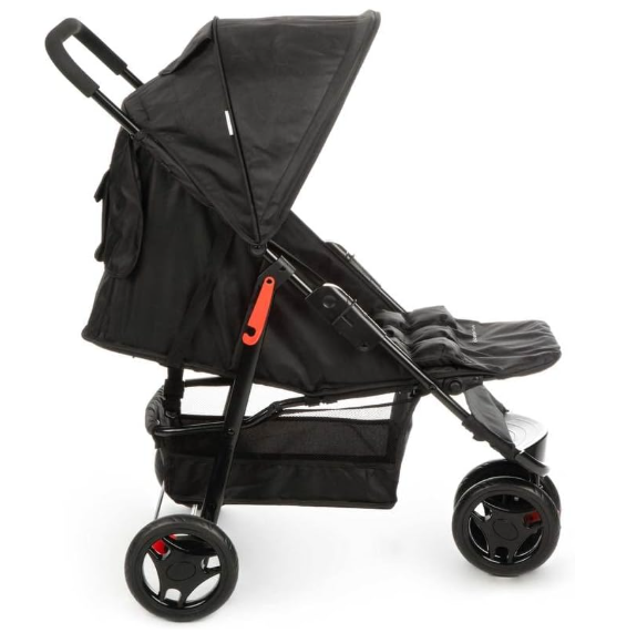 Carrinho Toffy Cosco Kids Preto Absoluto - 3 Rodas, Leve e Moderno | 3 Posições de Recline, Até 15kg, INMETRO