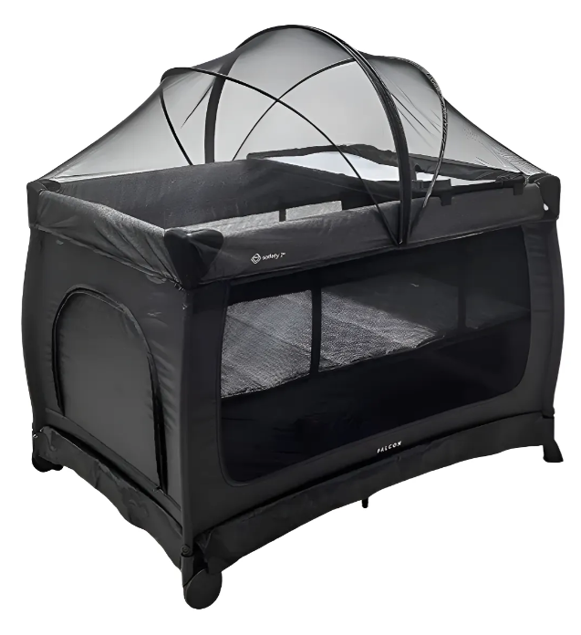 Berço Portátil Falcon Safety 1st Black Night - O Maior da Categoria | 20kg, 2 Alturas, Trocador Acoplado, Mosquiteiro Arcado