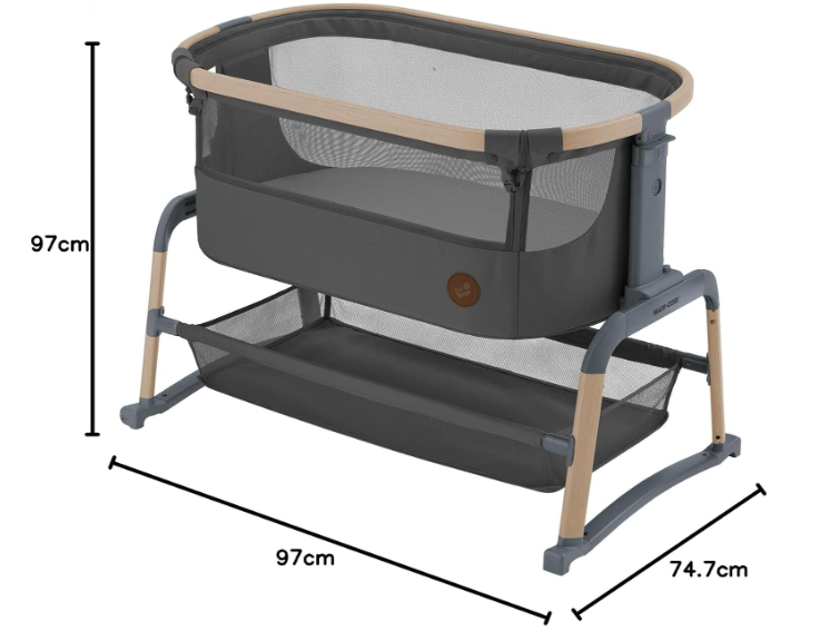 Maxi-Cosi Berço Iora Air - 0 a 9kg, Beyond Graphite | Berço Respirável com Balanço e Deslizamento Lateral