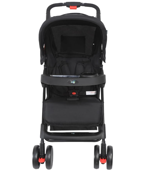 Carrinho Allday Maxi Baby Preto - Leve e Compacto | Recline Total, 2 Posições, Até 15kg, Fechamento com Uma Mão, INMETRO