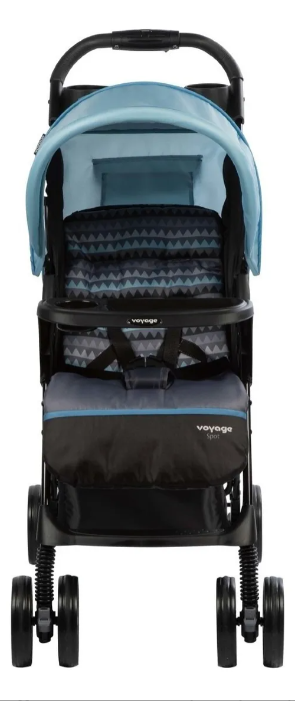 Carrinho de Passeio Spot Voyage Azul-Celeste - Reclinável 3 Posições, Até 15kg, Dobrável com Uma Mão, INMETRO