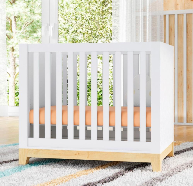 Berço Retrô Pequeno Amor Perfeito Branco - MDF e Madeira Maciça, Pintura Atóxica, 3 Regulagens de Altura | Colchão Incluso