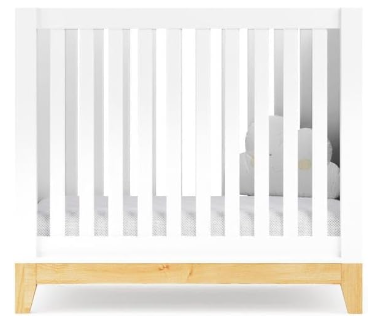 Berço Retrô Pequeno Amor Perfeito Branco - MDF e Madeira Maciça, Pintura Atóxica, 3 Regulagens de Altura | Colchão Incluso