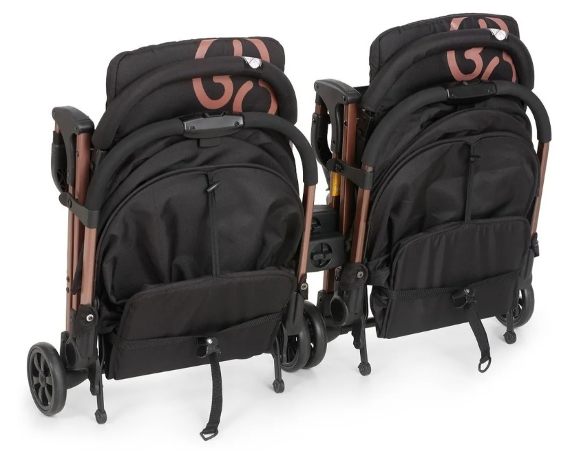 Carrinho Duolee Duo Galzerano Preto com Cobre - Duplo para Gêmeos | 4 Posições de Recline, Até 15kg, Leve e Compacto