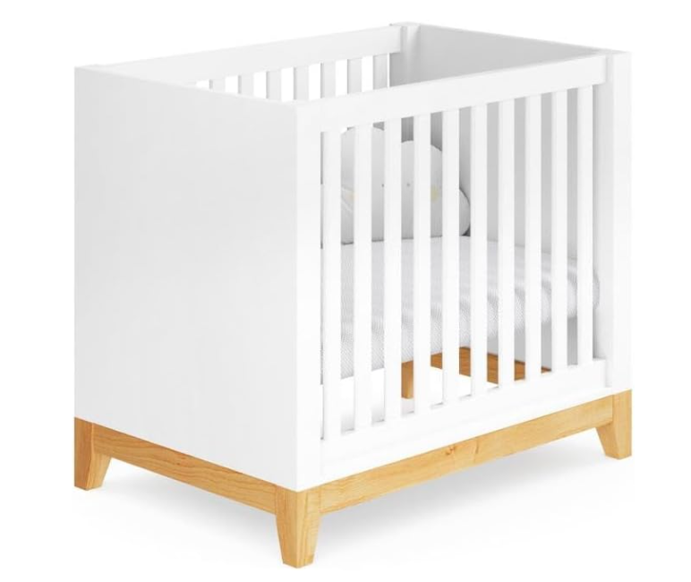 Berço Retrô Pequeno Amor Perfeito Branco - MDF e Madeira Maciça, Pintura Atóxica, 3 Regulagens de Altura | Colchão Incluso