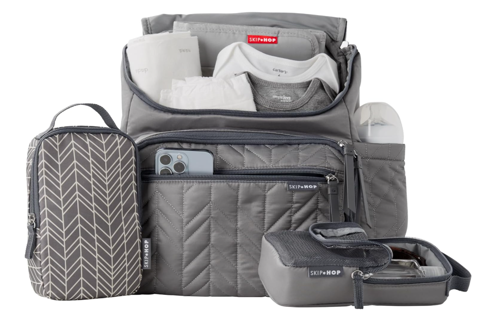 Bolsa Funcional Mochila para Bebê - 2 Nécessaires (1 Térmica), Trocador Acolchoado, Compartimento Laptop | Alças Carrinho