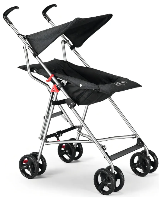 Carrinho Guarda-Chuva Pocket Multikids Baby Preto - Leve e Compacto | 100% Reclinável, Rodas Duplas, Até 15kg, INMETRO