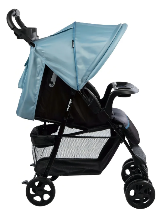 Carrinho de Passeio Spot Voyage Azul-Celeste - Reclinável 3 Posições, Até 15kg, Dobrável com Uma Mão, INMETRO