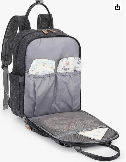 Mochila de Maternidade Kyara Laço Bebê - 20 Bolsos, Trocador Incluso, Impermeável | 40cm Altura