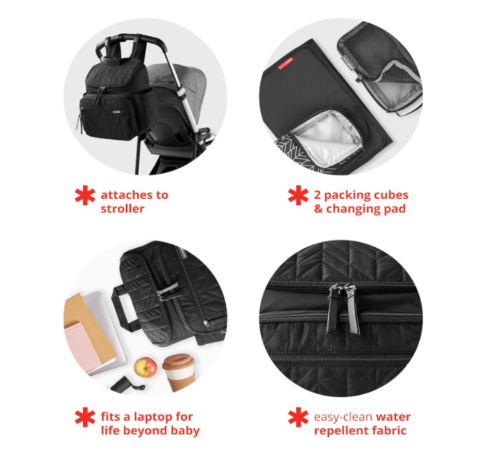 Bolsa Funcional Mochila para Bebê - 2 Nécessaires (1 Térmica), Trocador Acolchoado, Compartimento Laptop | Alças Carrinho