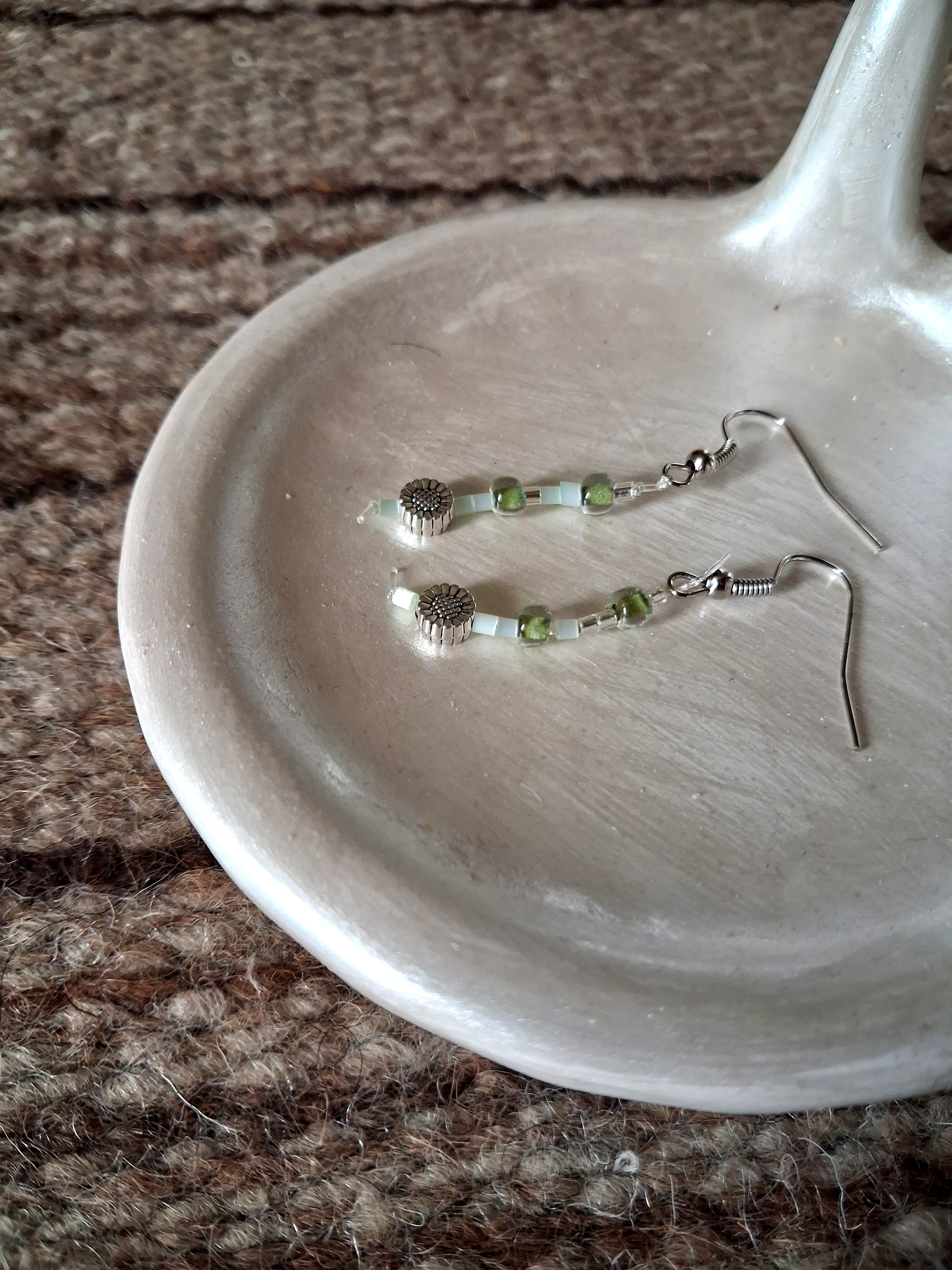 Green Flower Earrings