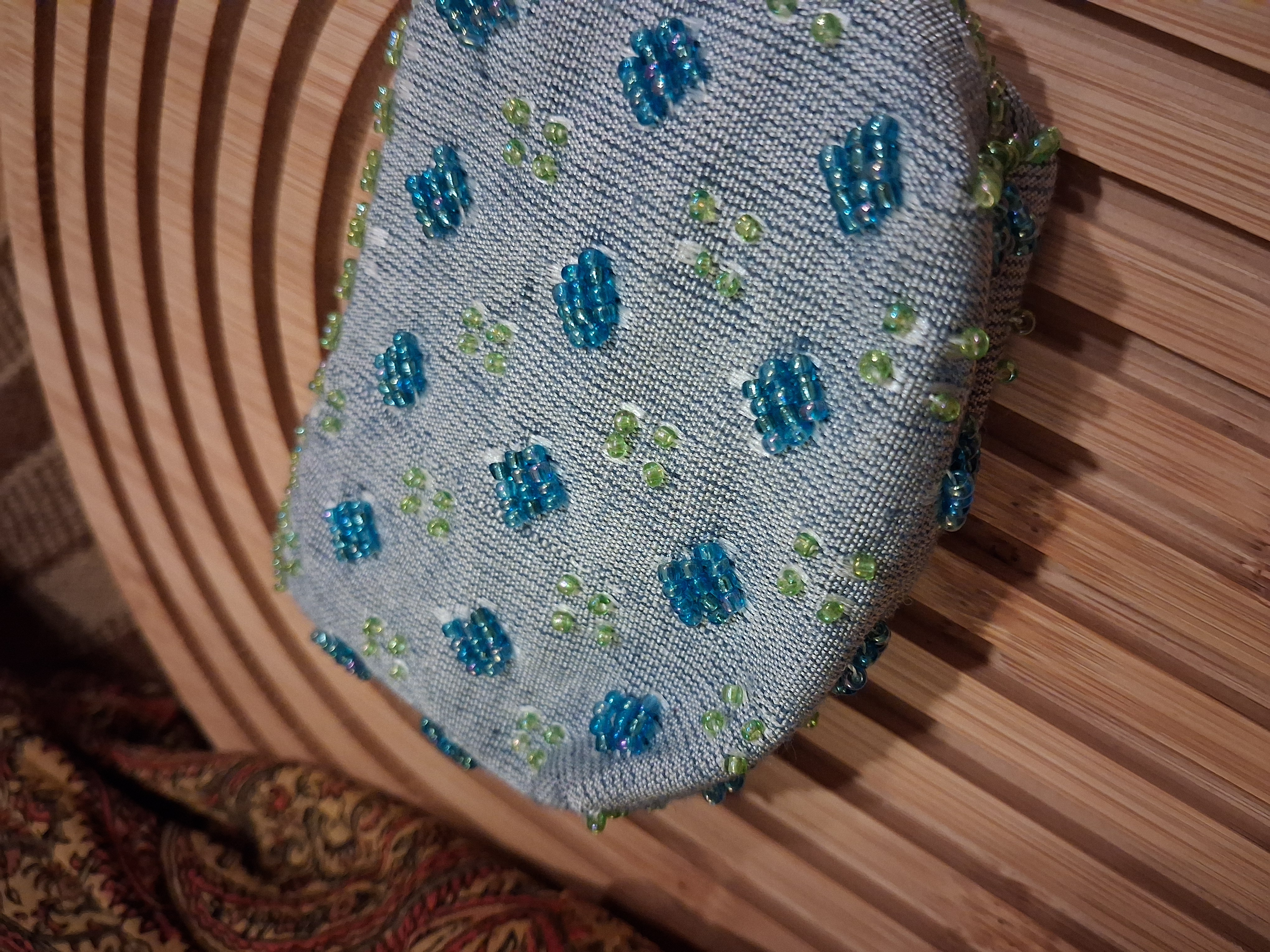 Sky Blue Ornamented Pouch