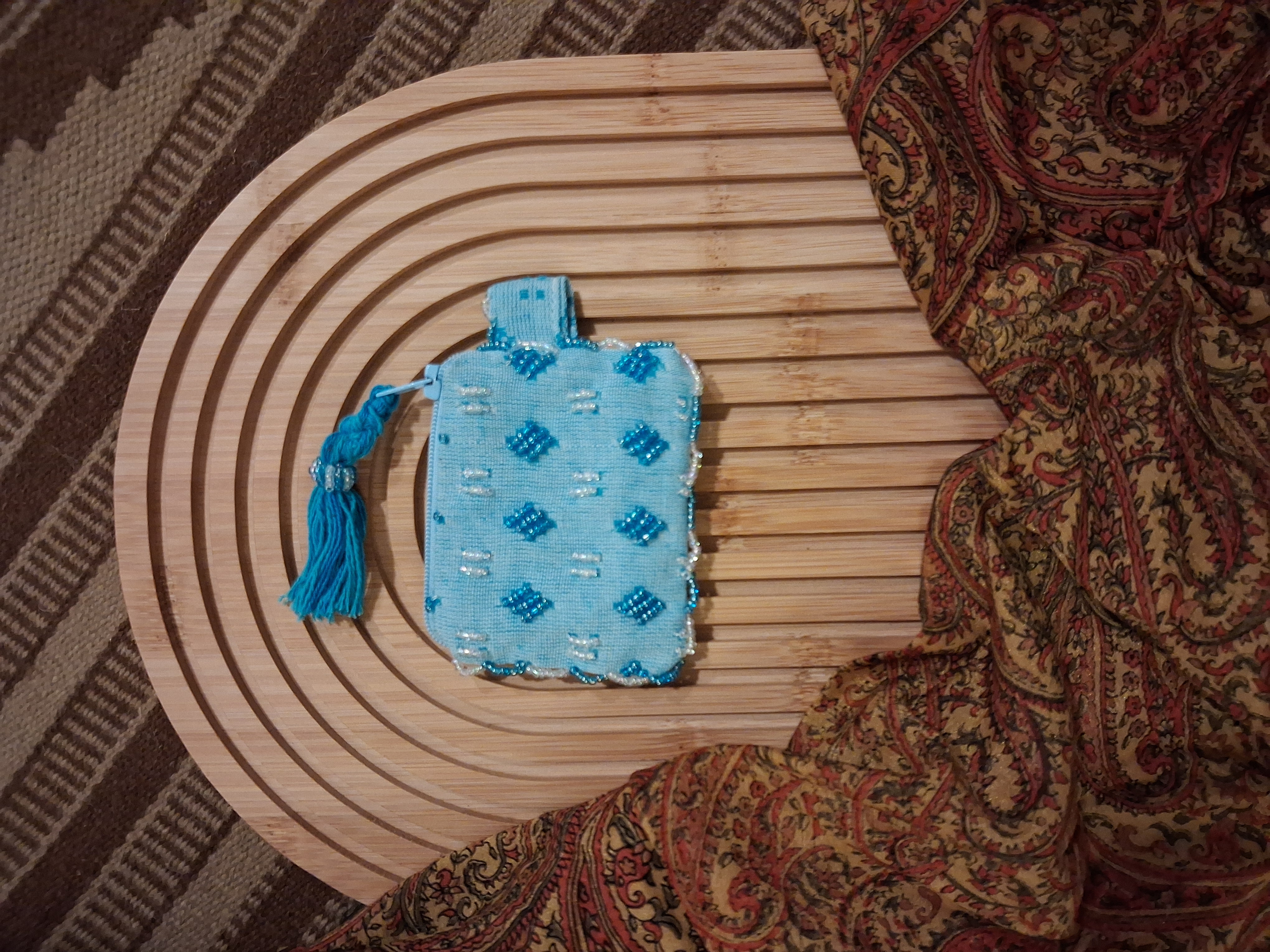 Ocean Blue Ornamented Pouch 