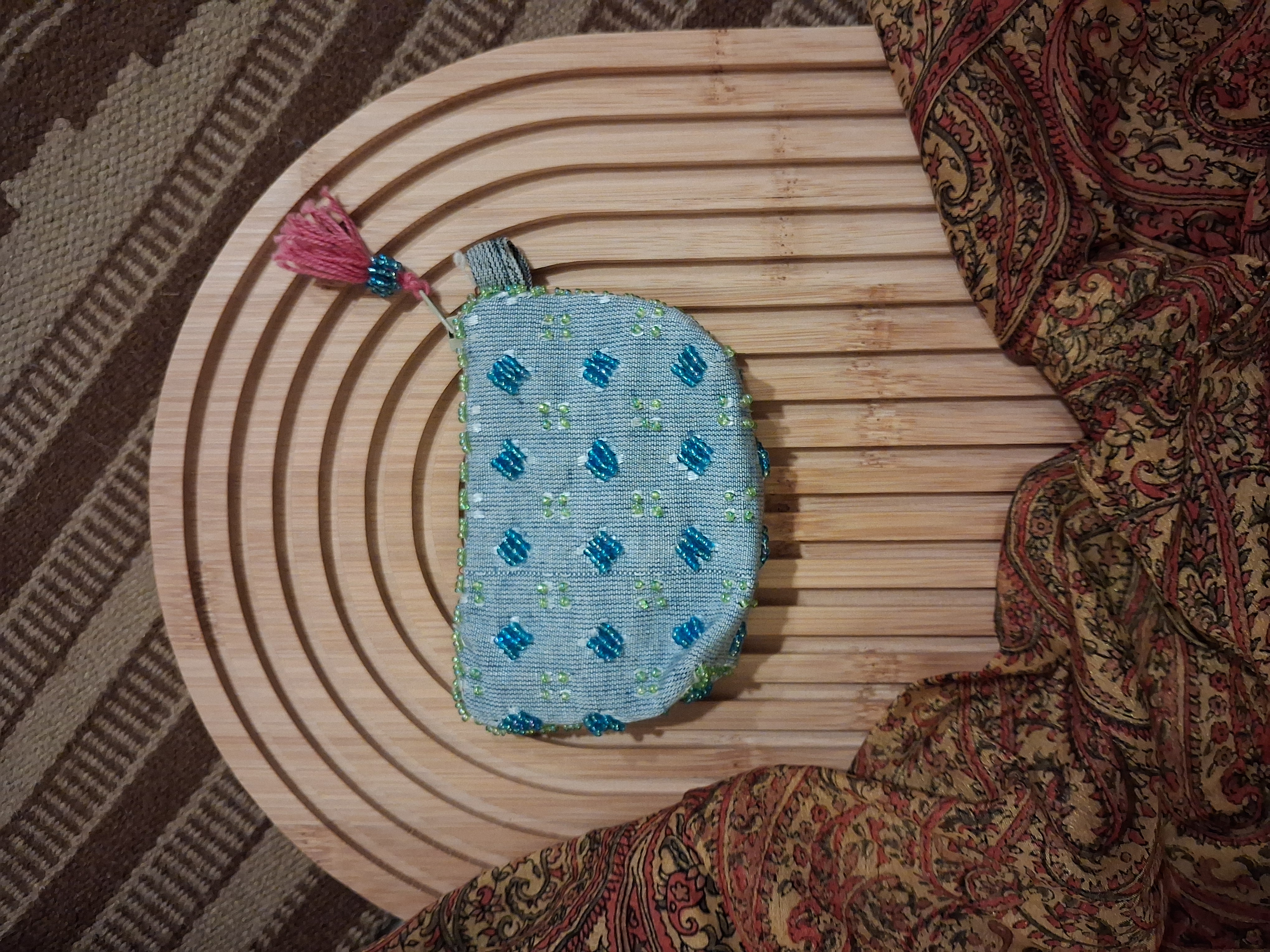 Sky Blue Ornamented Pouch