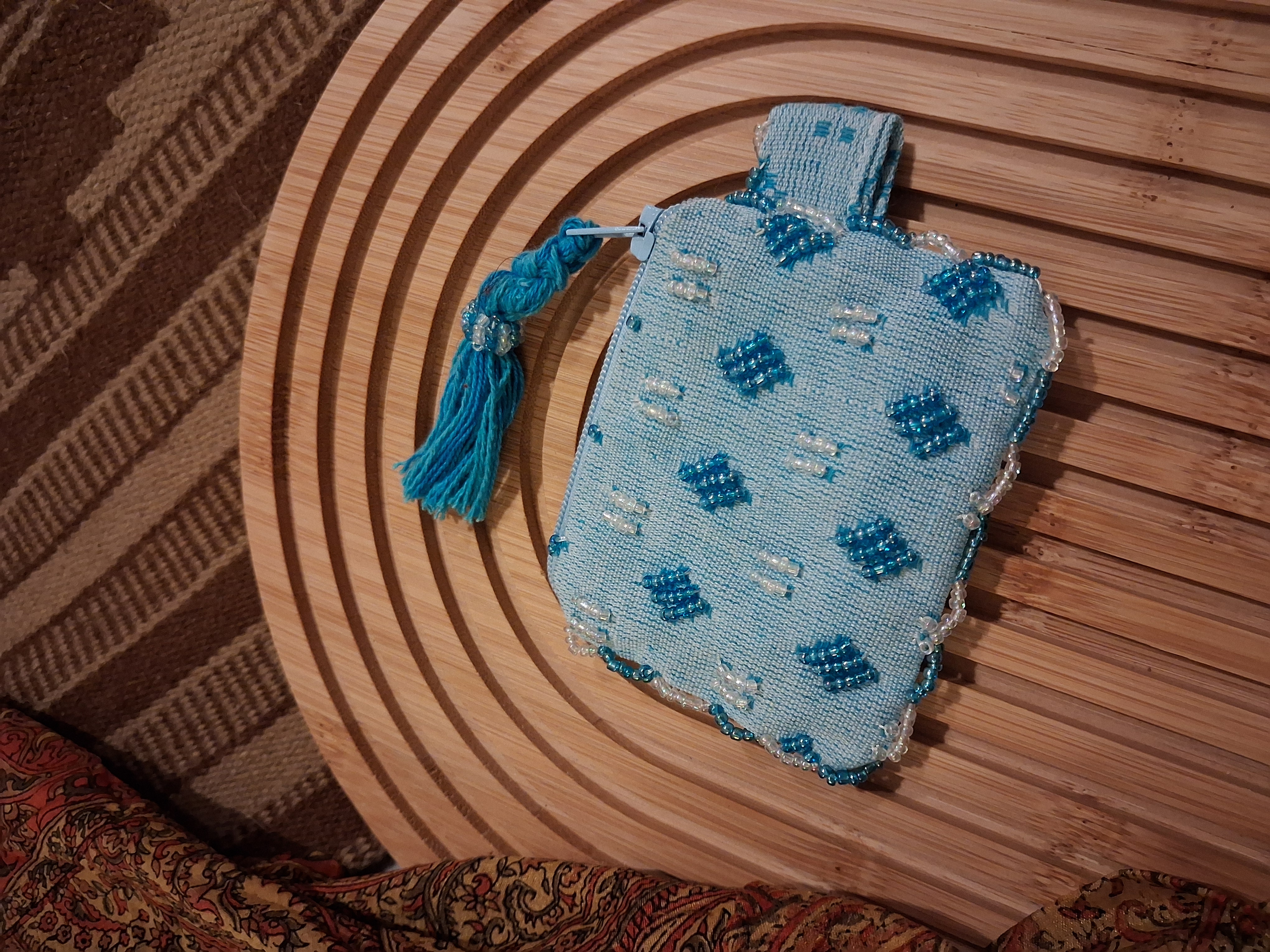 Ocean Blue Ornamented Pouch 